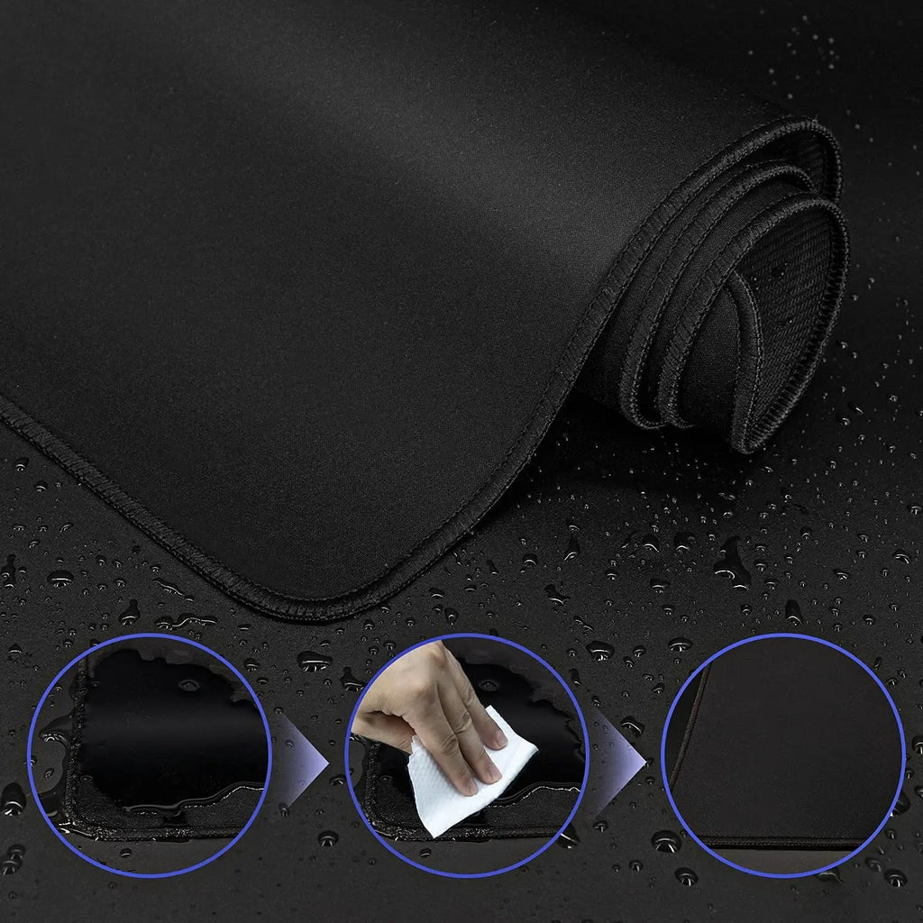 Extended Black Mouse Pads Large Mouse Pad Anti-slip Desk Pad Rubber Mouse Mat Computer Desk Mat Stitched Edge Gaming MousePad