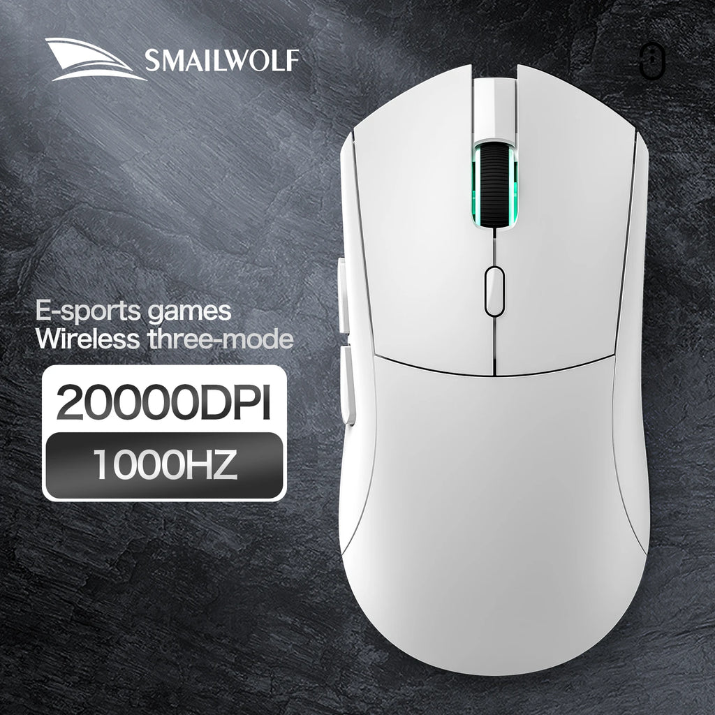 SMAILWOLF RS7 Bluetooth Wireless Mouse Three-Mode Gaming Notebook Desktop Computer Gaming PAW3311 Suitable for Big Hands