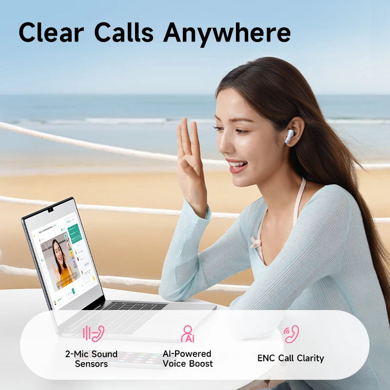 Baseus Bass BS2 Lite True Wireless Earbuds Bluetooth 6.0 Semi-in-Ear Earphones 2-Mic AI ENC 40H Playtime IP55 SuperBass Ear buds