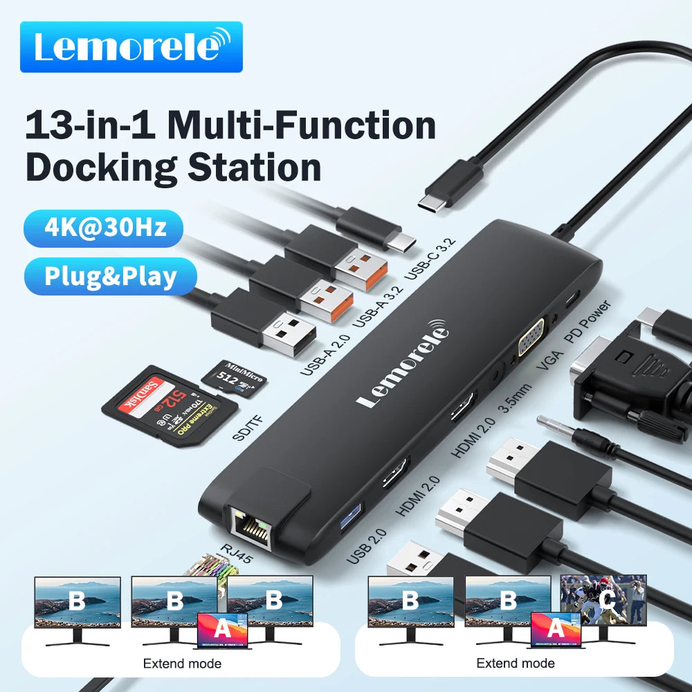 Lemorele 4K USB Hub USB C
