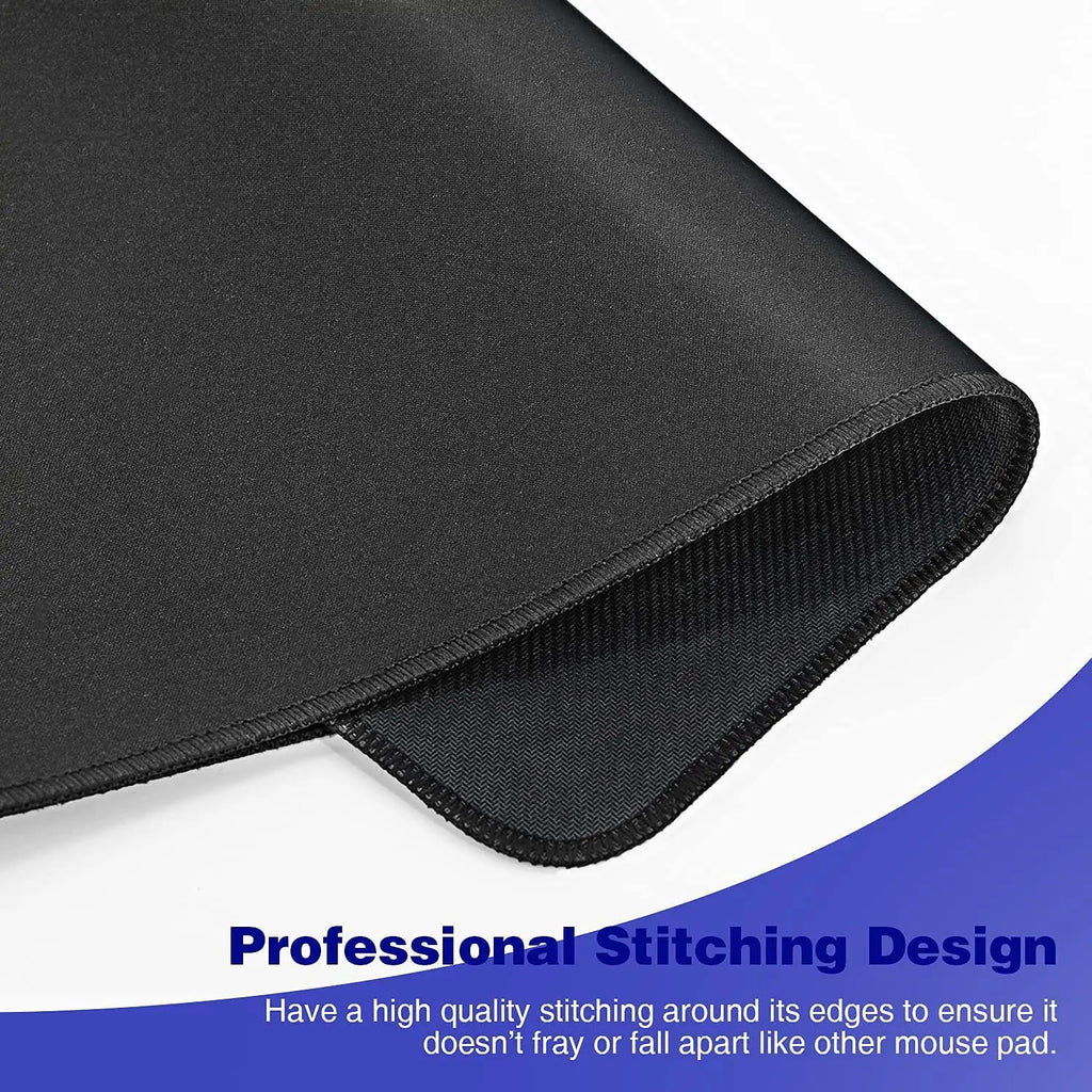 Extended Black Mouse Pads Large Mouse Pad Anti-slip Desk Pad Rubber Mouse Mat Computer Desk Mat Stitched Edge Gaming MousePad